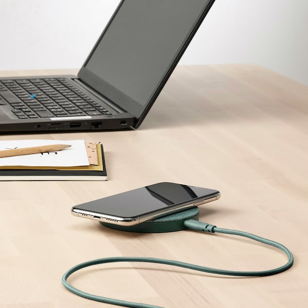 IKEA NORDMÄRKE wireless charger Textile / Green, Ikea Ireland | 6297VMUXW