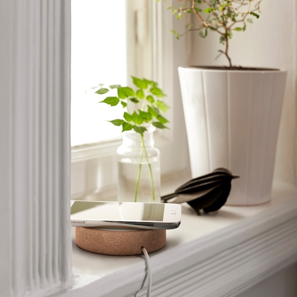 IKEA NORDMÄRKE wireless charger White / Cork, Ikea Ireland | 1540RGMIE