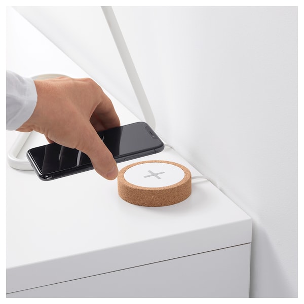 IKEA NORDMÄRKE wireless charger White / Cork, Ikea Ireland | 1540RGMIE
