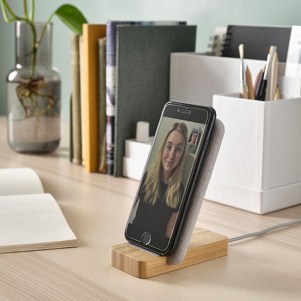 IKEA NORDMÄRKE wireless charging stand, bamboo, Ikea Ireland | 2154SPTBA
