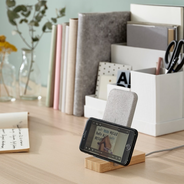 IKEA NORDMÄRKE wireless charging stand, bamboo, Ikea Ireland | 2154SPTBA