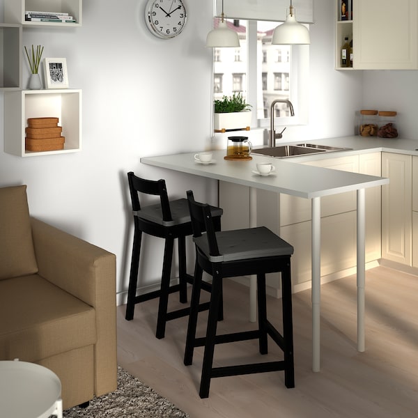 IKEA NORDVIKEN Bar stool with backrest, black, Width: 15 3/4 in. Order today!, Ikea Ireland | 1439AHJWY
