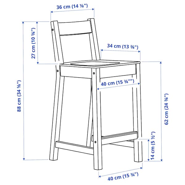 IKEA NORDVIKEN Bar stool with backrest, black, Width: 15 3/4 in. Order today!, Ikea Ireland | 1439AHJWY