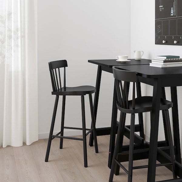 IKEA NORRARYD bar stool with backrest, black, 29 1/8 in, Ikea Ireland | 1790KTSNH