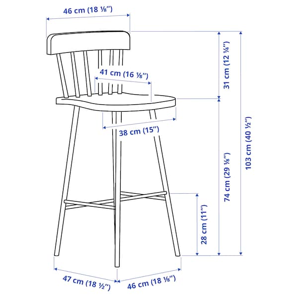 IKEA NORRARYD bar stool with backrest, black, 29 1/8 in, Ikea Ireland | 1790KTSNH