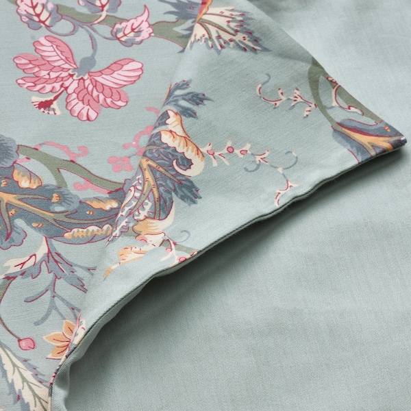 IKEA NÄSSELKLOCKA duvet cover and pillowcase(s), Full/Queen (Double/Queen) Light Gray / Green / Multicolor, Ikea Ireland | 3187QJOYU