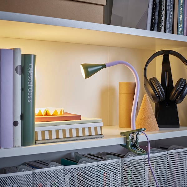 IKEA NÄVLINGE LED clamp spotlight Lilac / Dark Green, Ikea Ireland | 4750ARVKH