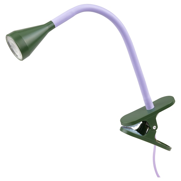 IKEA NÄVLINGE LED clamp spotlight Lilac / Dark Green, Ikea Ireland | 4750ARVKH