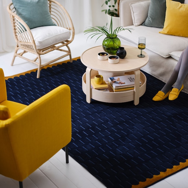 IKEA NÖVLING rug, dark blue/yellow-brown, 5'7 inx7'10 in Dark Blue / Yellow Brown, Ikea Ireland | 2513IDAUX