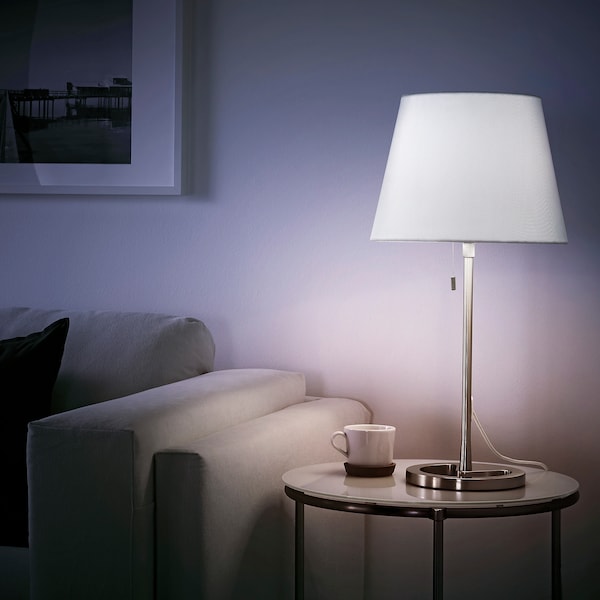 IKEA NYFORS Table lamp with LED bulb, nickel plated white, Ikea Ireland | 1932BKGFR