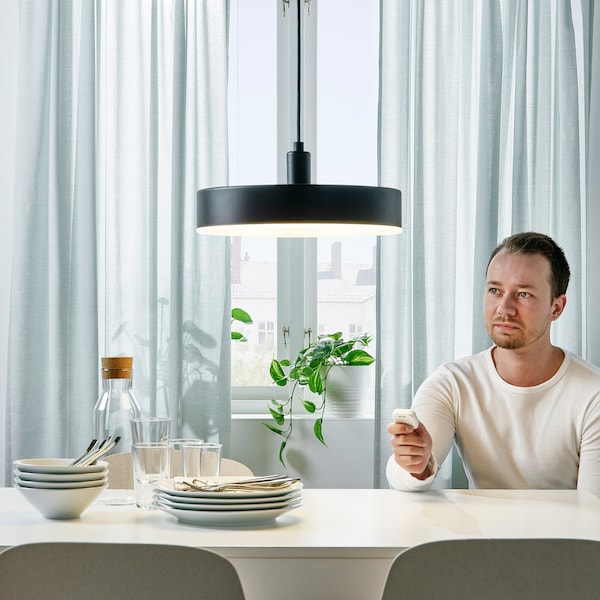 IKEA NYMÅNE LED pendant lamp, 15 in Wireless Dimmable White Spectrum / Anthracite, Ikea Ireland | 5034VWTRL