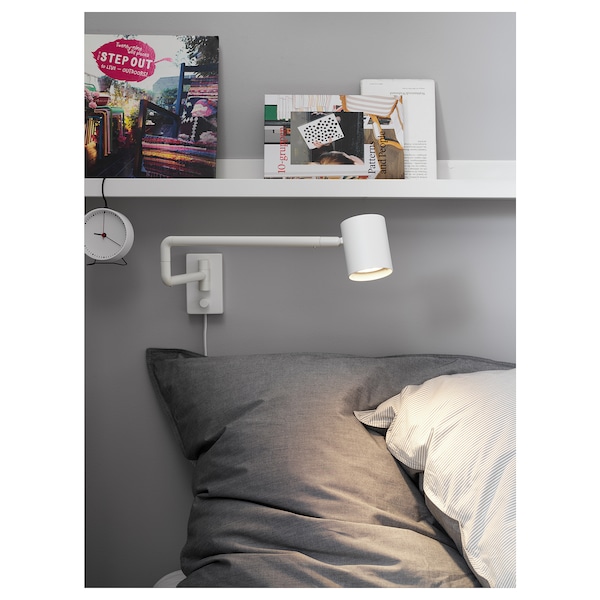 IKEA NYMÅNE Wall lamp with swing arm + LED bulb, white, Ikea Ireland | 7915AWJFK