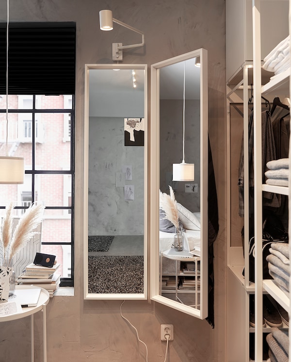 IKEA NYMÅNE Wall lamp with swing arm + LED bulb, white, Ikea Ireland | 7915AWJFK
