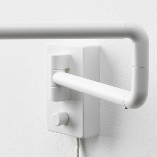 IKEA NYMÅNE Wall lamp with swing arm + LED bulb, white, Ikea Ireland | 7915AWJFK