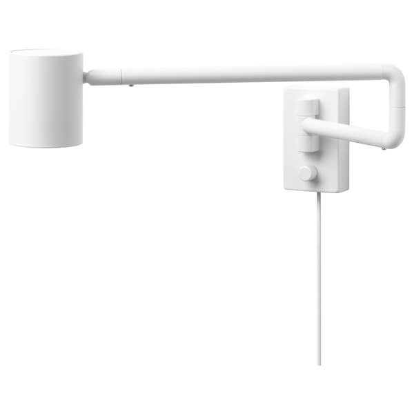 IKEA NYMÅNE Wall lamp with swing arm + LED bulb, white, Ikea Ireland | 7915AWJFK