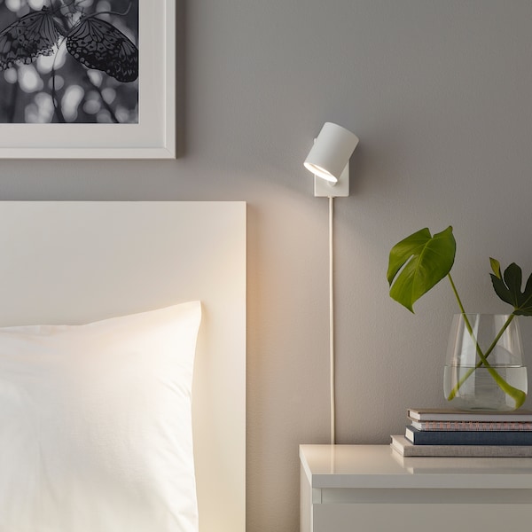 IKEA NYMÅNE wall/reading lamp with LED bulb, white, Ikea Ireland | 8427YWFKZ