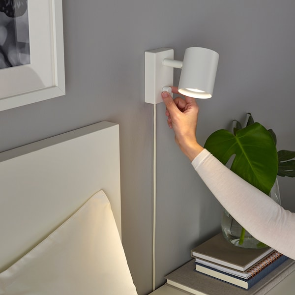 IKEA NYMÅNE wall/reading lamp with LED bulb, white, Ikea Ireland | 8427YWFKZ
