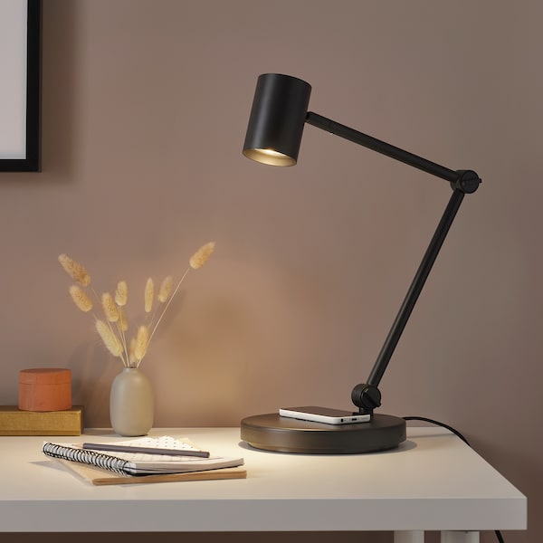 IKEA NYMÅNE work lamp with wireless charging Anthracite, Ikea Ireland | 0847SNPJG