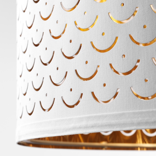 IKEA NYMÖ / SKAFTET floor lamp base w light blb, arched, white/brass color, Ikea Ireland | 8376YNAUS