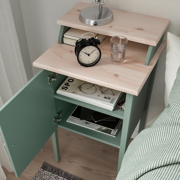IKEA OLDERDALEN nightstand, 18 1/2x16 7/8 in Gray Green / Pine, Ikea Ireland | 1087QHDYX