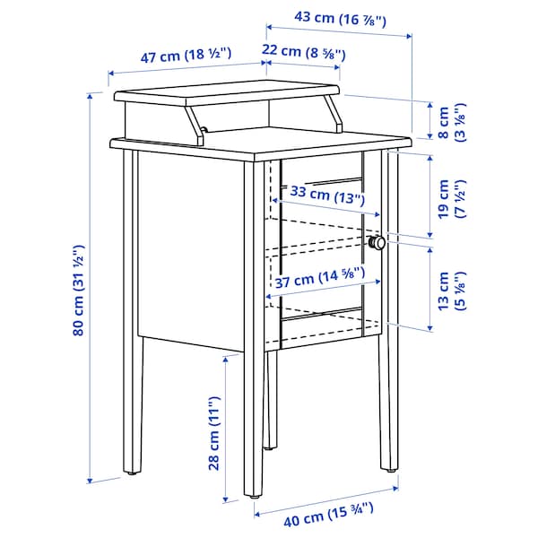 IKEA OLDERDALEN nightstand, 18 1/2x16 7/8 in Gray Green / Pine, Ikea Ireland | 1087QHDYX