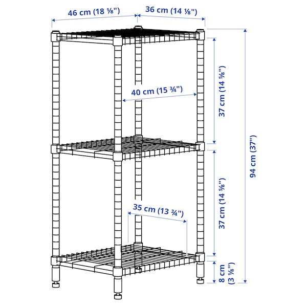 IKEA OMAR Shelf unit, galvanized, Width: 18 1/8 in, Ikea Ireland | 5604TCAOH
