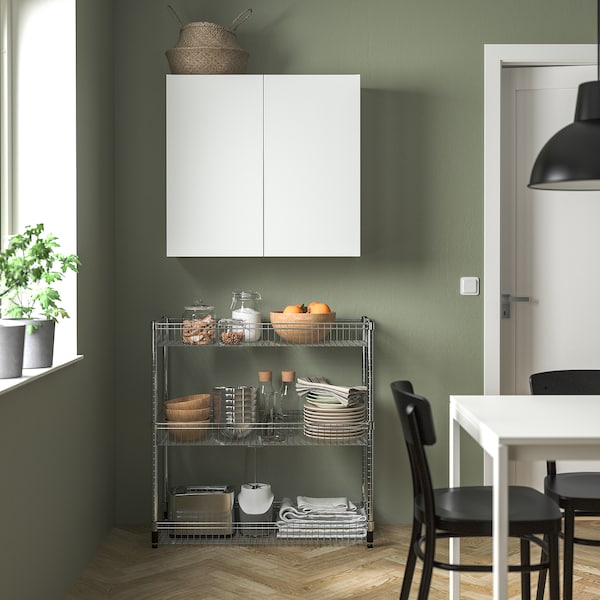 IKEA OMAR shelving unit with 3 baskets, galvanized, 36 1/4x14x37 in, Ikea Ireland | 5679ADXGQ