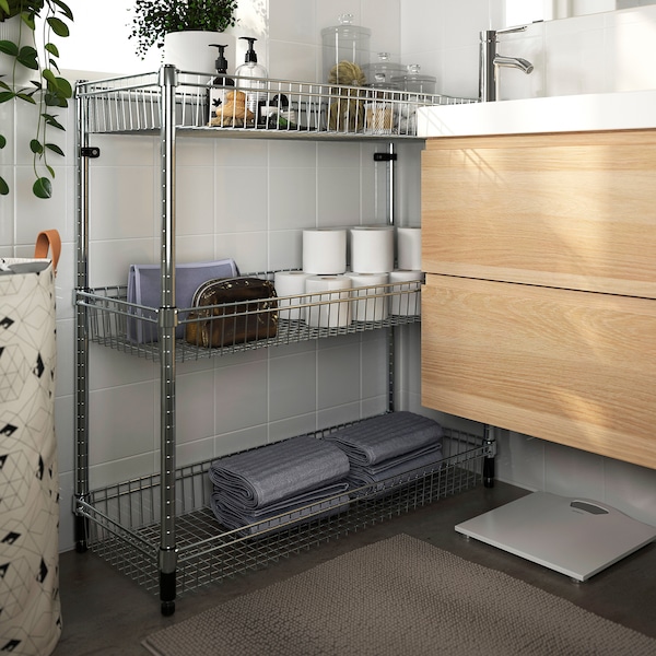 IKEA OMAR shelving unit with 3 baskets, galvanized, 36 1/4x14x37 in, Ikea Ireland | 5679ADXGQ