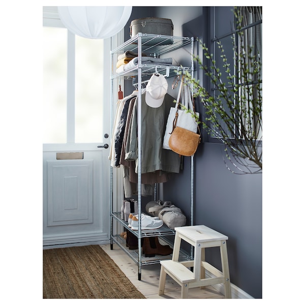 IKEA OMAR shelving unit with clothes rail, galvanized, 36 1/4x19 5/8x79 1/8 in, Ikea Ireland | 2053TAKQG