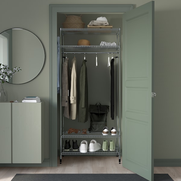 IKEA OMAR shelving unit with clothes rail, galvanized, 36 1/4x19 5/8x79 1/8 in, Ikea Ireland | 2053TAKQG