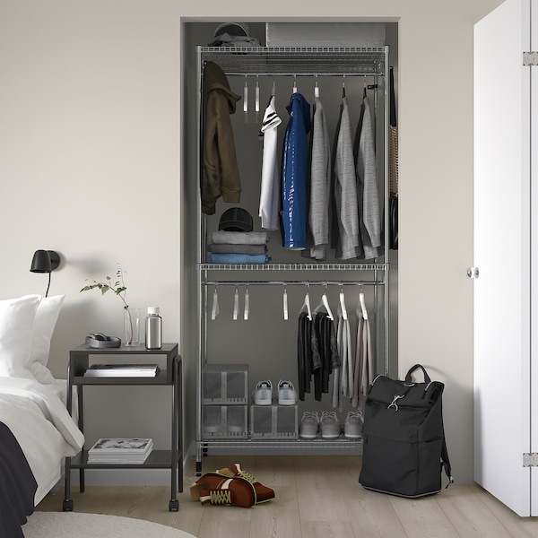 IKEA OMAR shelving unit with clothes rail, galvanized, 36 1/4x19 5/8x79 1/8 in, Ikea Ireland | 2053TAKQG