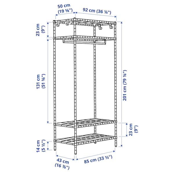 IKEA OMAR shelving unit with clothes rail, galvanized, 36 1/4x19 5/8x79 1/8 in, Ikea Ireland | 2053TAKQG