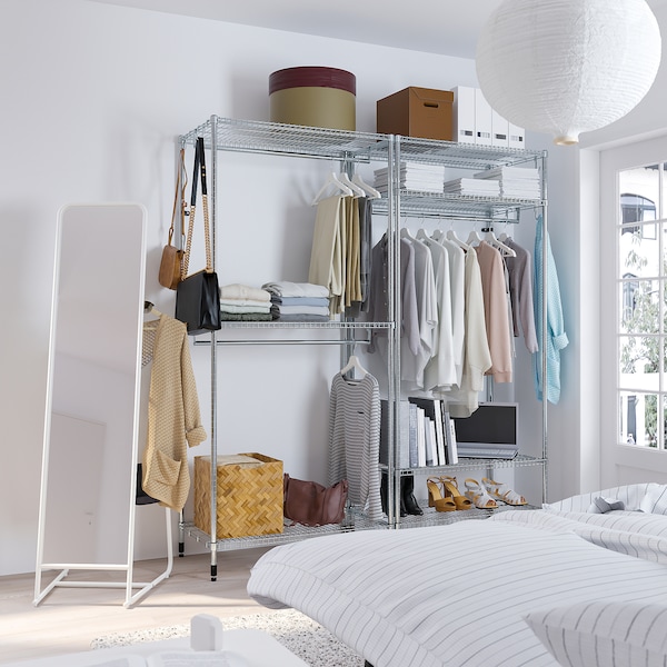 IKEA OMAR shelving unit with clothes rail, galvanized, 73 1/4x19 5/8x79 1/8 in, Ikea Ireland | 1682HSWEB
