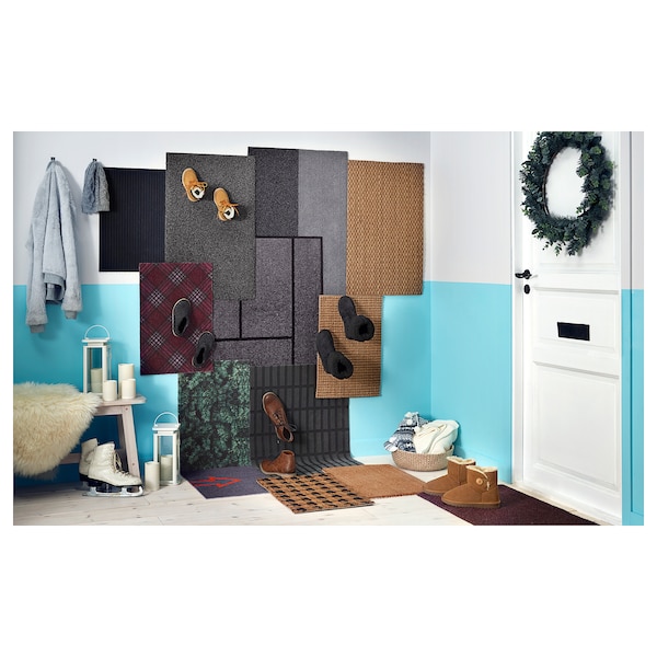 IKEA OPLEV door mat, indoor/outdoor, 1'8 inx2'7 in Gray, Ikea Ireland | 4398DOULT