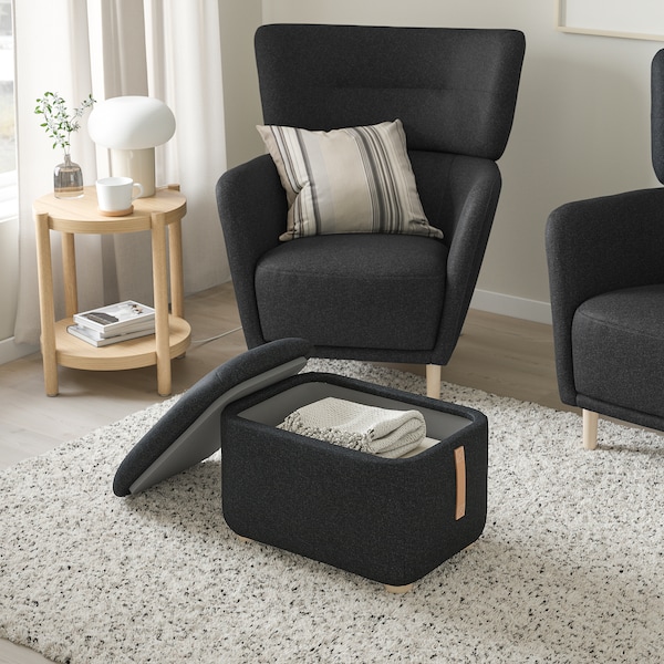 IKEA OSKARSHAMN ottoman with storage Gunnared Black / Gray, Ikea Ireland | 9862IUQOE