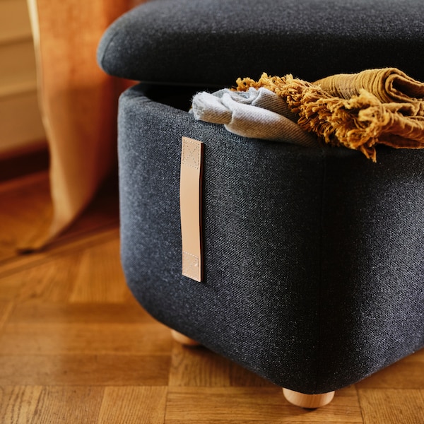 IKEA OSKARSHAMN ottoman with storage Gunnared Black / Gray, Ikea Ireland | 9862IUQOE