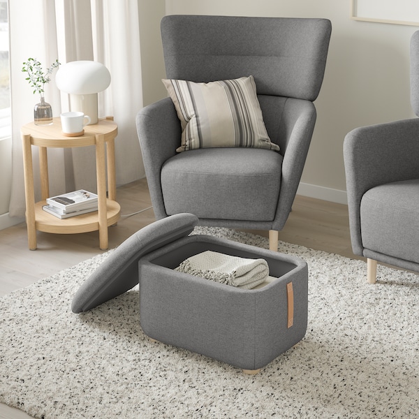 IKEA OSKARSHAMN ottoman with storage Tibbleby Beige / Gray, Ikea Ireland | 9765RWUJK