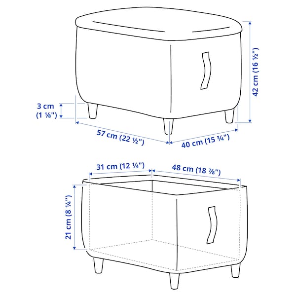 IKEA OSKARSHAMN ottoman with storage Tibbleby Beige / Gray, Ikea Ireland | 9765RWUJK