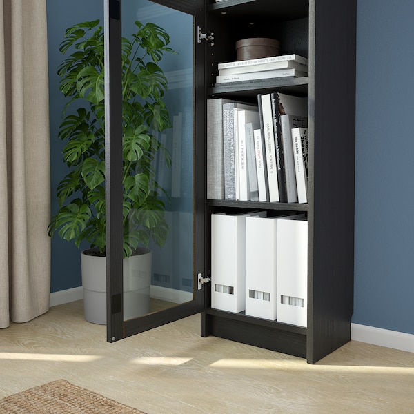 IKEA OXBERG glass door, 15 3/4x75 5/8 in Black Oak Effect, Ikea Ireland | 4267SMCKO