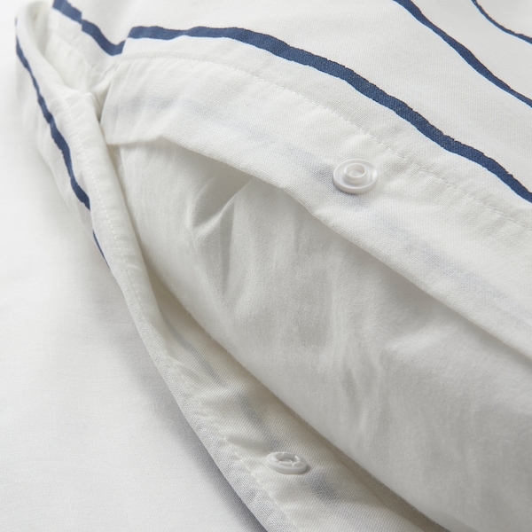 IKEA PAGODTRÄD duvet cover and pillowcase(s), King White / Dark Blue, Ikea Ireland | 0472BQHUL