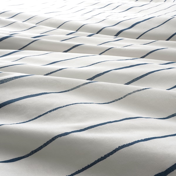 IKEA PAGODTRÄD duvet cover and pillowcase(s), King White / Dark Blue, Ikea Ireland | 0472BQHUL