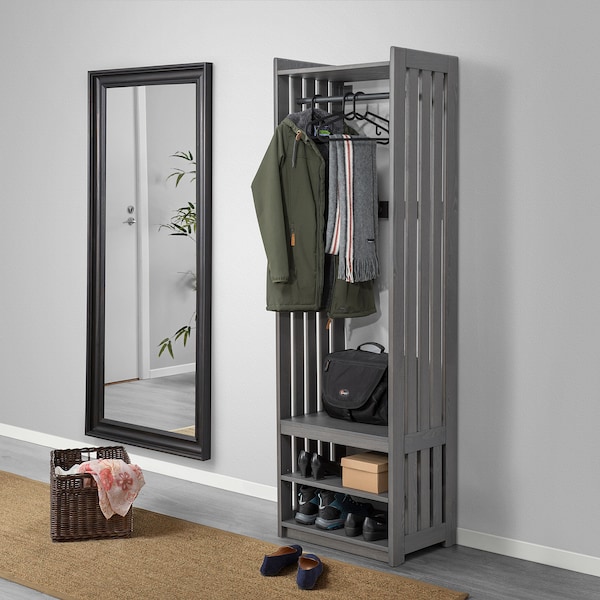 IKEA PANGET coat rack with shoe storage unit, 23 3/8x16x75 in Dark Gray / Stained, Ikea Ireland | 3520QZATP