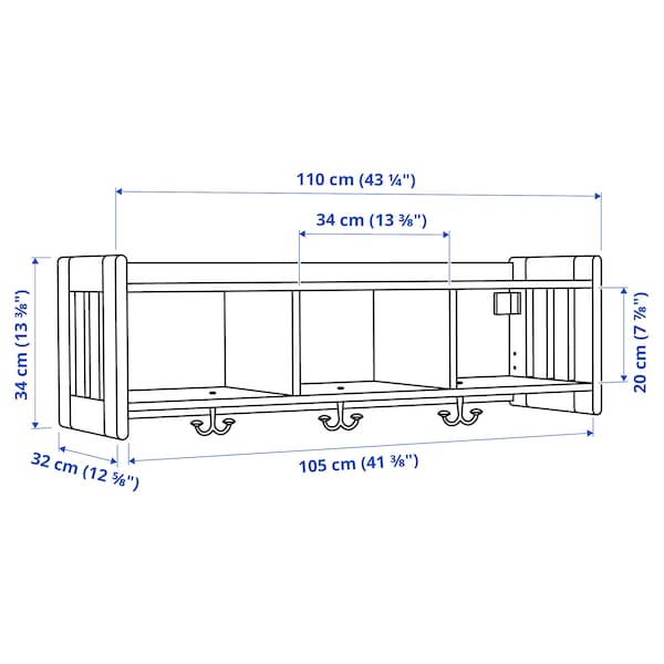 IKEA PANGET hat and coat rack, 43 1/4 in Dark Gray / Stained, Ikea Ireland | 5684AMCLN