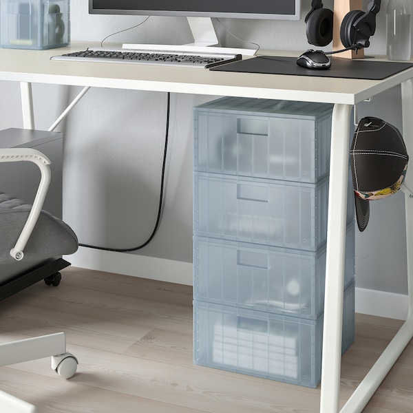IKEA PANSARTAX storage box with lid, transparent gray-blue, 13x13x6 ½ in, Ikea Ireland | 8019DRITX