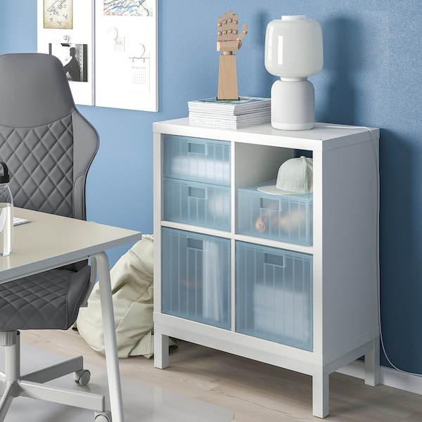 IKEA PANSARTAX storage box with lid, transparent gray-blue, 13x13x13 in, Ikea Ireland | 3280QMEIO