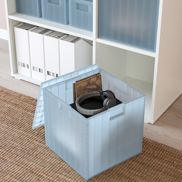 IKEA PANSARTAX storage box with lid, transparent gray-blue, 13x13x13 in, Ikea Ireland | 3280QMEIO