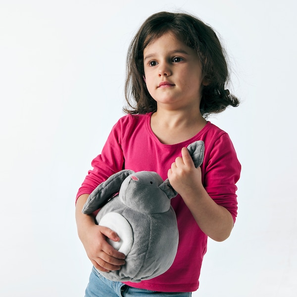 IKEA PEKHULT soft toy with LED nightlight, gray rabbit/battery operated, 7 ½ in, Ikea Ireland | 7381HFARS