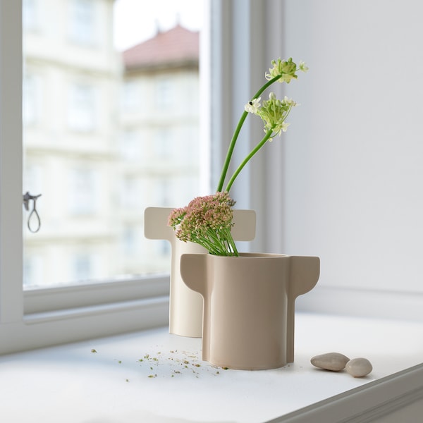 IKEA PELARRÖNN vase, set of 2, light beige/gray-beige, Ikea Ireland | 0291PHDWC