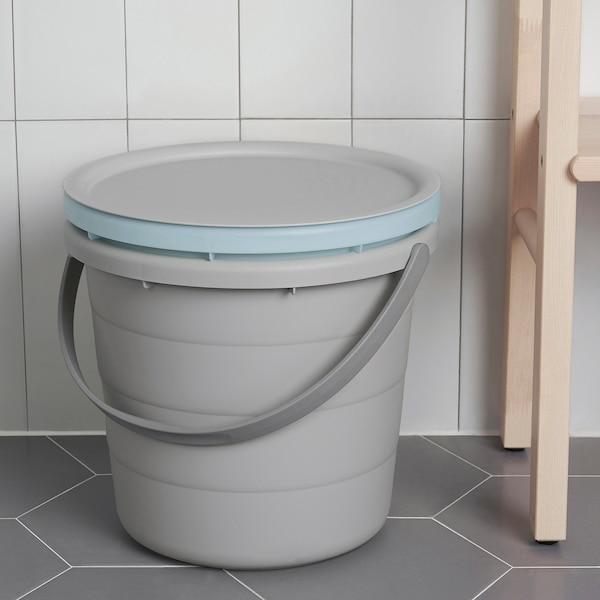 IKEA PEPPRIG 3-piece bucket set with lid, gray/blue, Ikea Ireland | 5943SIZUN