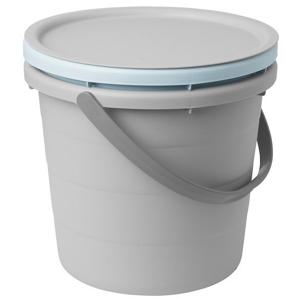 IKEA PEPPRIG 3-piece bucket set with lid, gray/blue, Ikea Ireland | 5943SIZUN